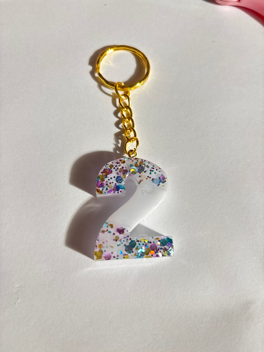 Resin Number Keychain